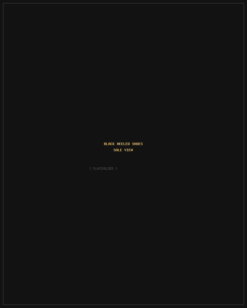 Black heeled shoes — sole view